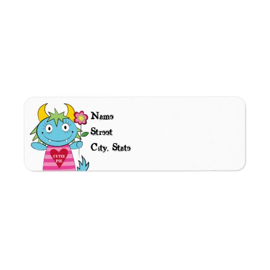 Valentijn Meisje Monster met Bloem Etiket (Voorkant)