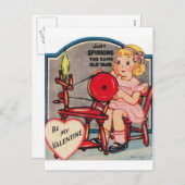  Valentijn Meisje Spinning Wool Feestdagenkaart (Voorkant / Achterkant)