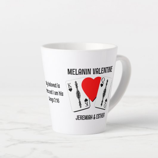 Valentijn MELANIN KONINGIN KING SPEELKAARTEN Koppe Latte Mok (Rechterhoek)