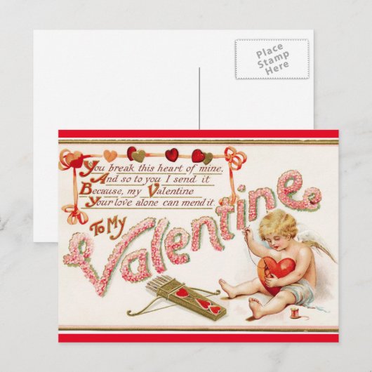 Valentijn Mending Heart Feestdagenkaart (Voorkant / Achterkant)