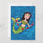 Valentijn Mermaid Gold String van Red Hearts blue Kaart (Achterkant)