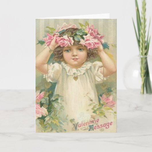 Valentijn Message Girl met Flowers Cards, Gifts Feestdagen Kaart (Voorkant)