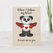 Valentijn Message Panda Beer String of Red Hearts Feestdagen Kaart (Voorkant)
