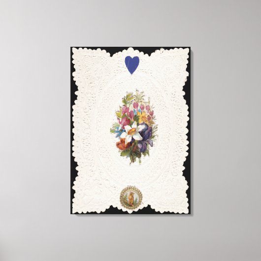 Valentijn met bloemen, c.1840 (kleur l canvas afdruk (Voorkant)