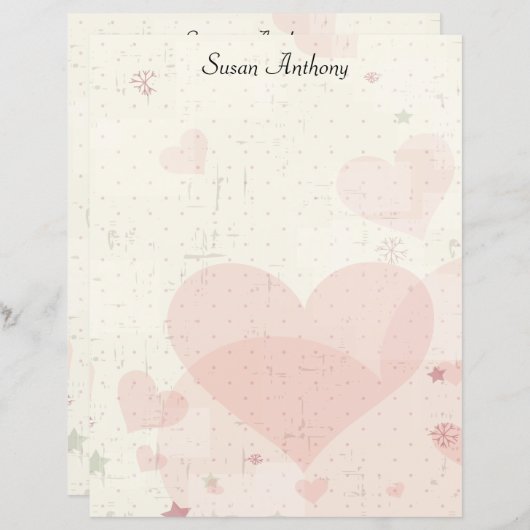 Valentijn met drukroze hartslag Briefpapier papier (Voorkant / Achterkant)