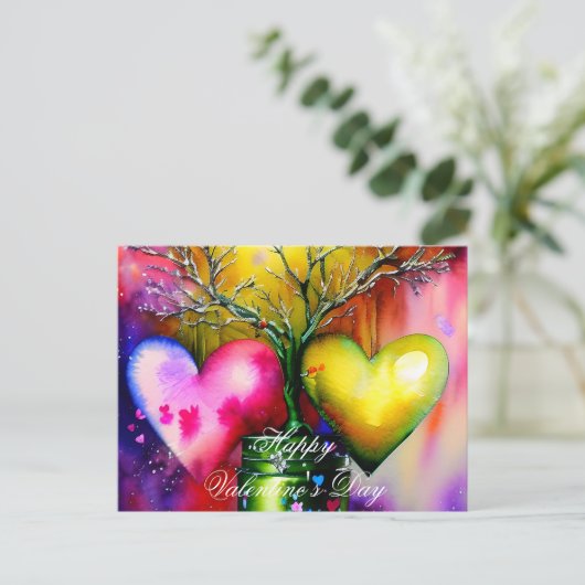 Valentijn met een gebroken boom en harten briefkaart (Staand voorkant)