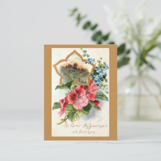  Valentijn met Geraniums Feestdagenkaart (Staand voorkant)