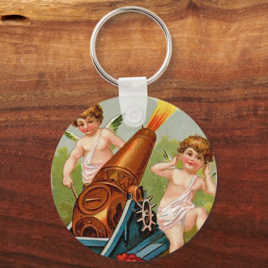 Valentijn met hartkanon Sleutelhanger (Voorkant)