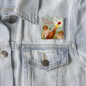 Valentijn met hartkanon Vierkante Button 5,1 Cm (In situ)