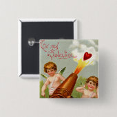 Valentijn met hartkanon Vierkante Button 5,1 Cm (Voorkant /achterkant)