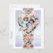  Valentijn met kinderen en Paarse Iris Briefkaart (Voorkant / Achterkant)