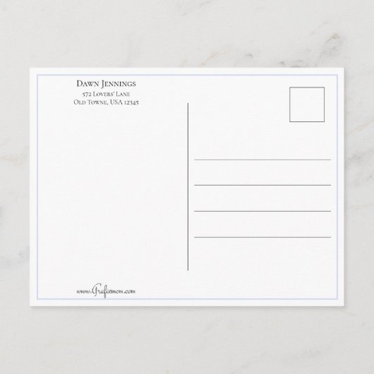  Valentijn met kinderen en Paarse Iris Briefkaart (Achterkant)