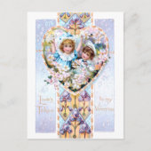  Valentijn met kinderen en Paarse Iris Briefkaart (Voorkant)