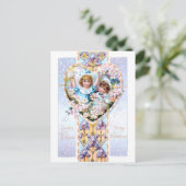  Valentijn met kinderen en Paarse Iris Briefkaart (Staand voorkant)