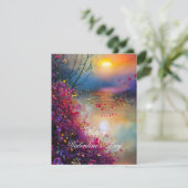 Valentijn met kleurrijke florale zonsondergang feestdagenkaart (Staand voorkant)