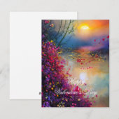 Valentijn met kleurrijke florale zonsondergang feestdagenkaart (Voorkant / Achterkant)