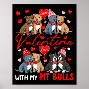 Valentijn met mijn pitbulls koppel honden kostuum  poster