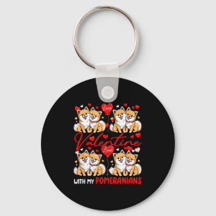 Valentijn met mijn Pomeranian-koppel honden kostuu Sleutelhanger