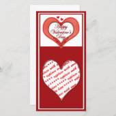 Valentijn met rode hartslag feestdagenkaart (Voorkant / Achterkant)