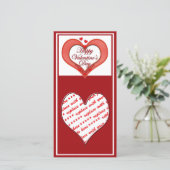 Valentijn met rode hartslag feestdagenkaart (Staand voorkant)