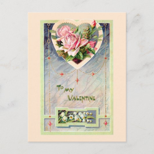  Valentijn met roze rozen Briefkaart (Voorkant)