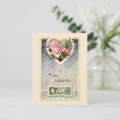  Valentijn met roze rozen Briefkaart (Staand voorkant)