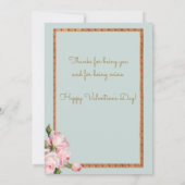 Valentijn met roze rozen en goudhartslag Kaart (Achterkant)