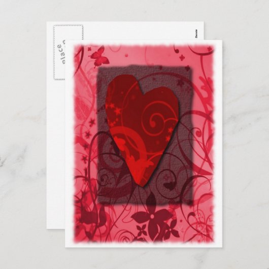 VALENTIJN MET WERVELINGEN & HART FEESTDAGENKAART (Voorkant / Achterkant)