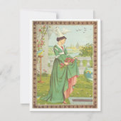  Valentijn middeleeuwse dame met bloemen Feestdagenkaart (Voorkant)