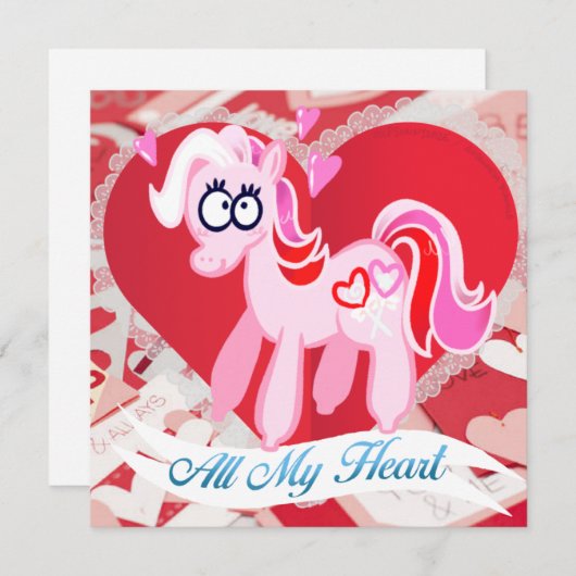 Valentijn Mijn kleine Pony Al Mijn hartkaart Notitiekaartje (Voorkant / Achterkant)