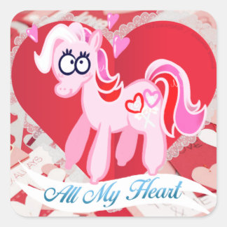 Valentijn Mijn kleine Pony Al mijn hartslagers Vierkante Sticker