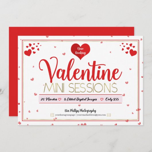 Valentijn Mini Sessies Fotografie Minis Flyer Kaart (Voorkant / Achterkant)