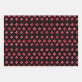 Valentijn Modern Argyle Patroon Set No1 Inpakpapier Vel