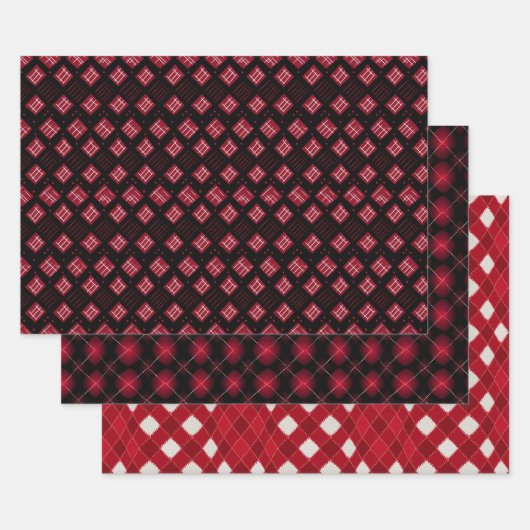 Valentijn Modern Argyle Patroon Set No1 Inpakpapier Vel (Set)