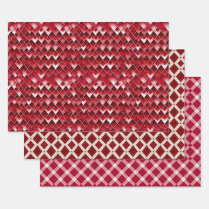 Valentijn Modern Argyle Patroon Set No2 Inpakpapier Vel