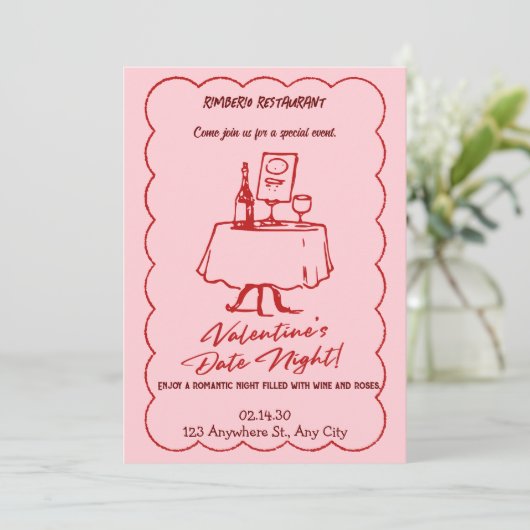 valentijn Modern Party Invitation Kaart (Staand voorkant)