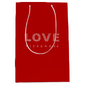 Valentijn Modern Rood Eenvoudige Elegante Typograf Medium Cadeauzakje (Voorkant)