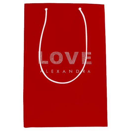 Valentijn Modern Rood Eenvoudige Elegante Typograf Medium Cadeauzakje (Voorkant)