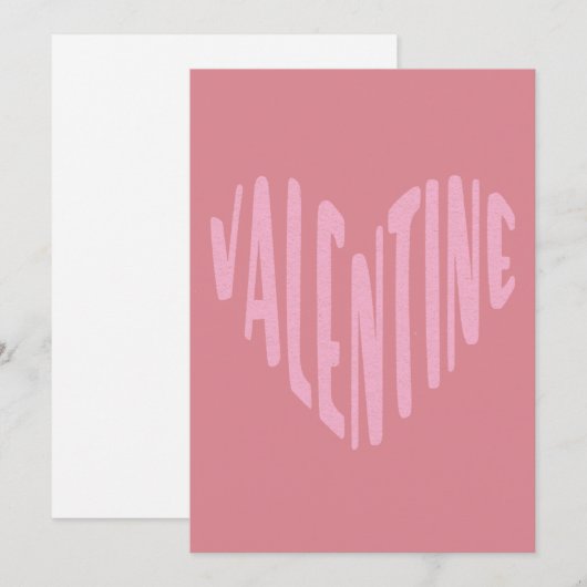 Valentijn Modern Typografie Roze hart Feestdagenkaart (Voorkant / Achterkant)