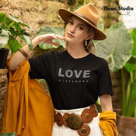 Valentijn Modern Zwart Eenvoudige Elegante Typogra T-shirt