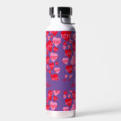 Valentijn Monogram Roze Rood Hart XOXO Paarse Waterfles (Links)