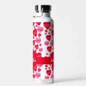 Valentijn Monogram Roze Rood Hart XOXO Wit Waterfles (Rechts)