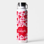 Valentijn Monogram Roze Rood Hart XOXO Wit Waterfles (Achterkant)