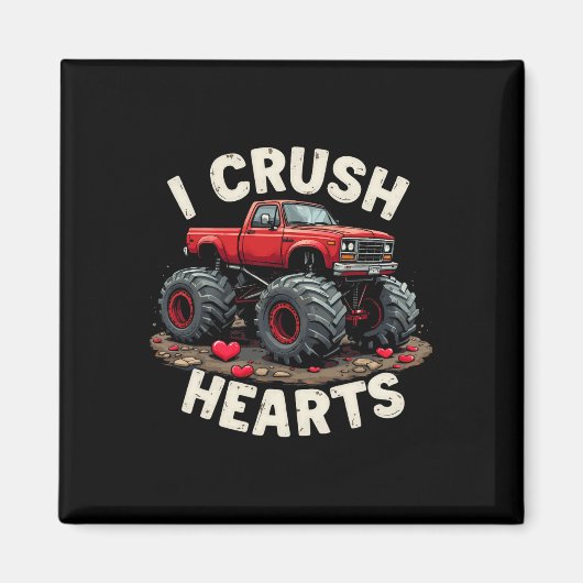 Valentijn Monster Truck Ik Verpletter Hartjes Peut Magneet (Voorkant)