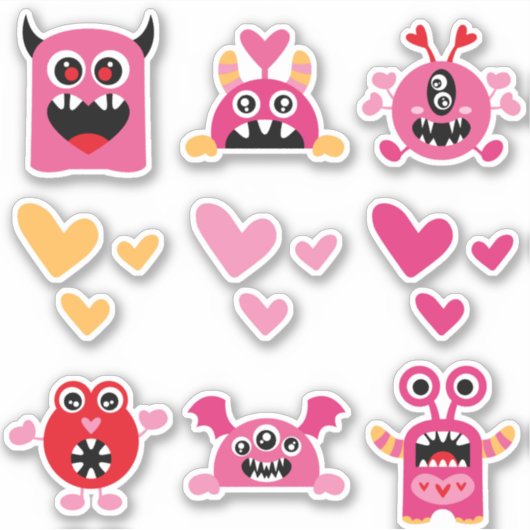 Valentijn Monsters Sticker (Voorkant)