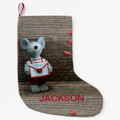 Valentijn Muis en hart op landelijk hout Kleine Kerstsok (Voorkant)