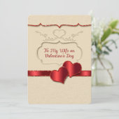 Valentijn naar mijn vrouw reliëf stijl twee harten (Staand voorkant)