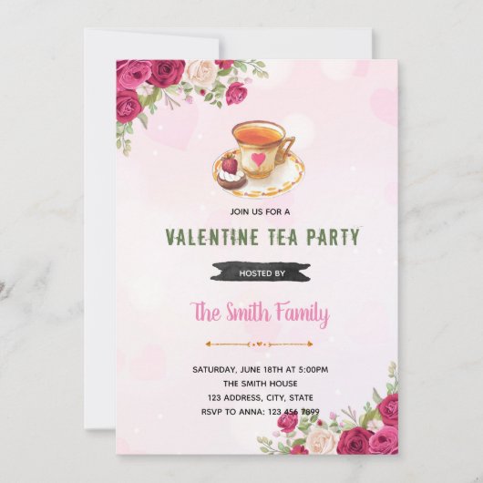 Valentijn namiddagthee Uitnodiging (Voorkant)