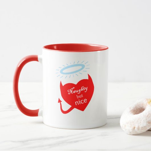 Valentijn Naughty Maar Nice Devil Angel Heart Mok (Met donut)