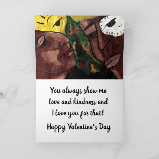 VALENTIJN NEGRO VROUW OP DE DECK KAART (Binnen)